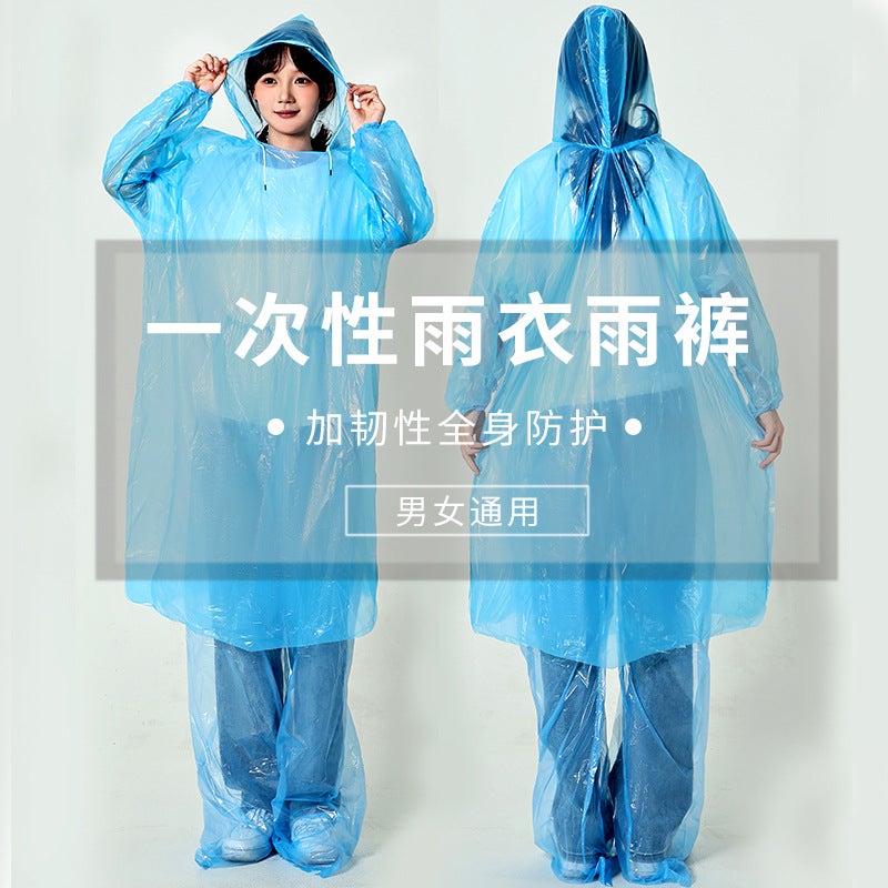 بدلة مطر قابلة للتصرف في الهواء الطلق سميكة للسفر للبالغين والأطفال حقيبة قدم مقسمة فضفاضة للجنسين - Image 3